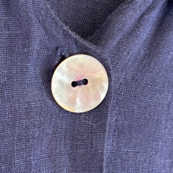 VINTAGE CHRISTINE DAMEN 100%‎ Linen Navy Blue Dress Long Maxi Short Sleeve Beach - Picture 3 of 14